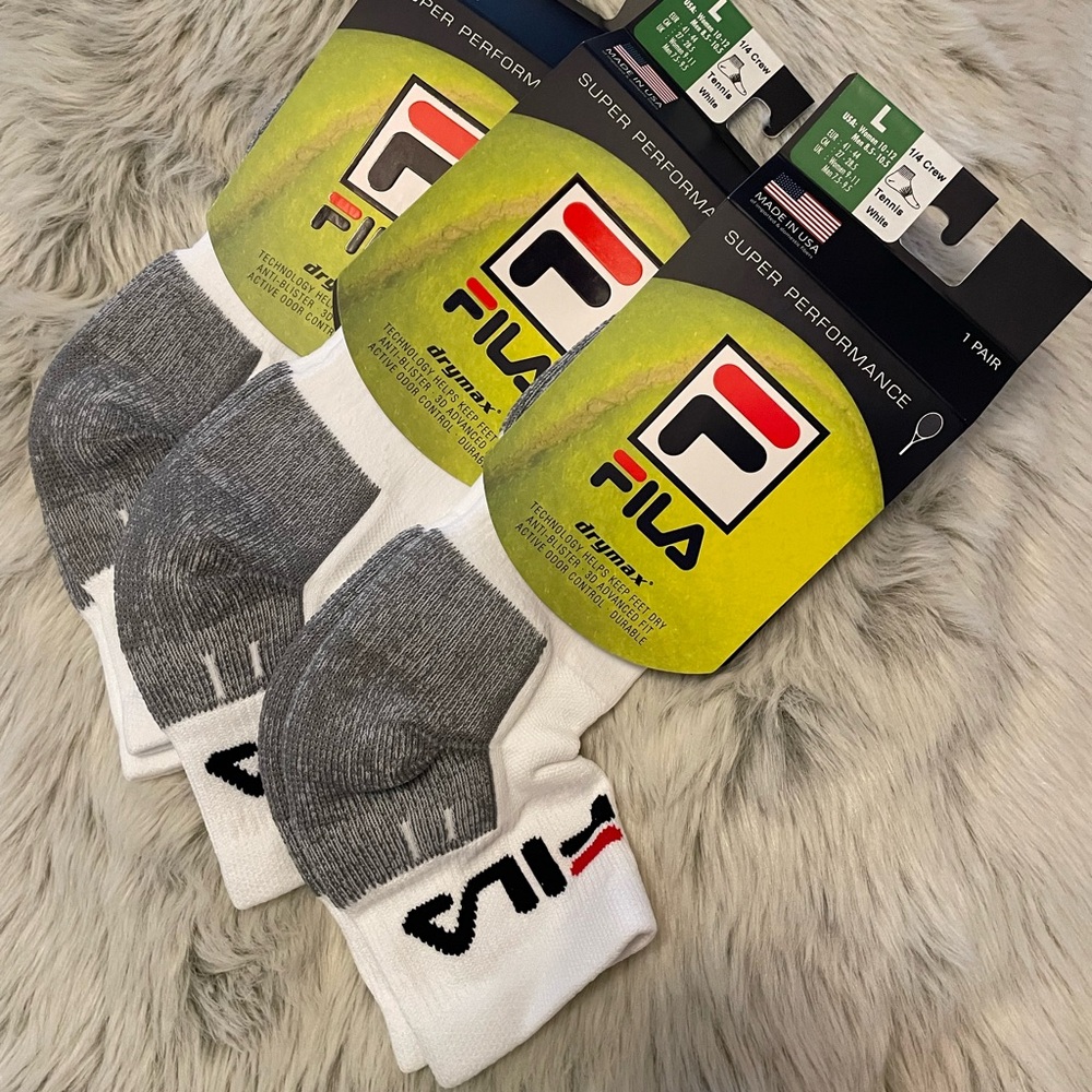 Fila Unisex Official Tennis Performance 1/4 Crew Socks